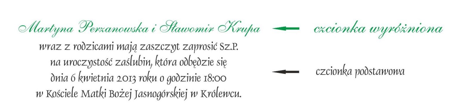 Czcionki wyróżniona i podstawowa